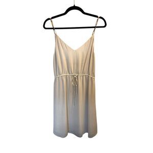 Babaton Aritzia cream beige tie waist dress size medium